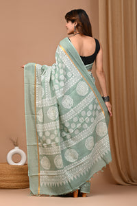 Crafts Moda Beautiful Block Printed Assam Silk Saree