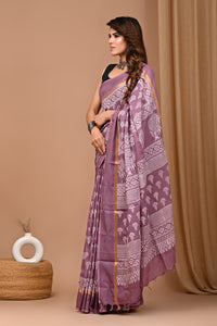 Crafts Moda Beautiful Block Printed Assam Silk Saree