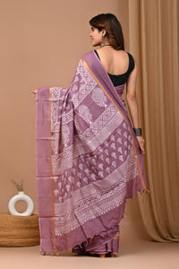 Crafts Moda Beautiful Block Printed Assam Silk Saree