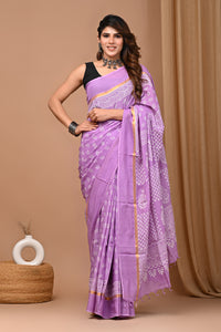 Crafts Moda Beautiful Block Printed Assam Silk Saree