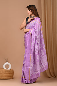 Crafts Moda Beautiful Block Printed Assam Silk Saree