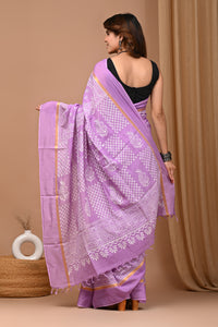Crafts Moda Beautiful Block Printed Assam Silk Saree