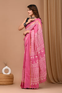 Crafts Moda Beautiful Block Printed Assam Silk Saree