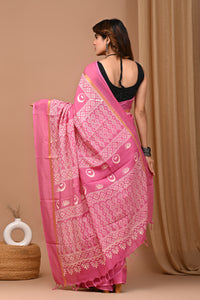Crafts Moda Beautiful Block Printed Assam Silk Saree