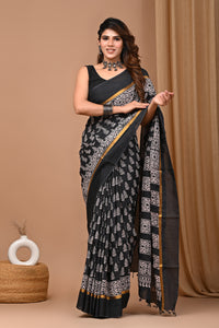 Crafts Moda Beautiful Block Printed Assam Silk Saree