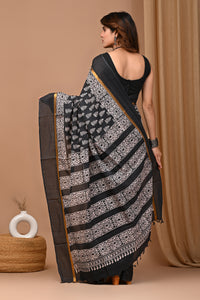 Crafts Moda Beautiful Block Printed Assam Silk Saree