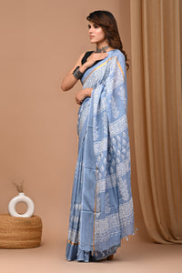 Crafts Moda Beautiful Block Printed Assam Silk Saree