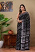 Block Printed Cotton linen Saree With Unstiched Blouse
