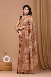 Crafts Moda Beautiful Block Printed Assam Silk Saree