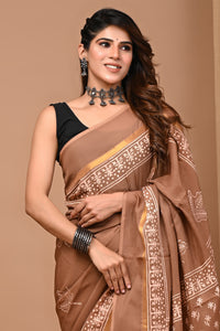 Crafts Moda Beautiful Block Printed Assam Silk Saree