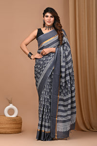 Crafts Moda Beautiful Block Printed Assam Silk Saree