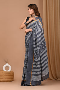Crafts Moda Beautiful Block Printed Assam Silk Saree