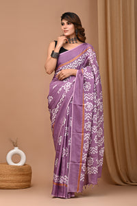 Crafts Moda Beautiful Block Printed Assam Silk Saree