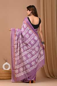 Crafts Moda Beautiful Block Printed Assam Silk Saree