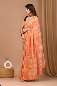 Crafts Moda Beautiful Block Printed Assam Silk Saree