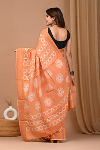 Crafts Moda Beautiful Block Printed Assam Silk Saree