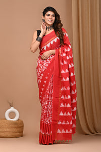 Crafts Moda Beautiful Block Printed Assam Silk Saree