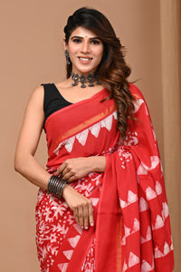 Crafts Moda Beautiful Block Printed Assam Silk Saree