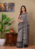 Block Printed Cotton linen Saree With Unstiched Blouse