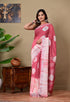Block Printed Cotton linen Saree With Unstiched Blouse