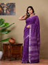Block Printed Cotton linen Saree With Unstiched Blouse