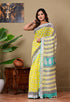 Block Printed Cotton linen Saree With Unstiched Blouse