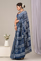 Hand Block Printed Linen Saree With Unstitched Blouse