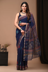 Exclusive Hand Block Printed Kota Doria Saree