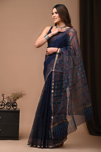 Exclusive Hand Block Printed Kota Doria Saree