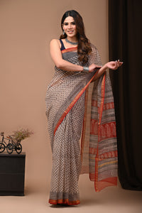 Exclusive Hand Block Printed Kota Doria Saree