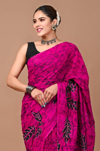 Printed Pure Cotton Mulmul Saree With Blouse