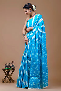 Printed Pure Cotton Mulmul Saree With Blouse