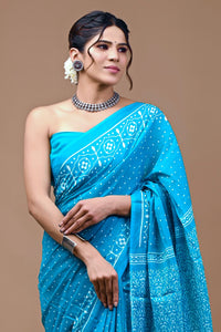 Printed Pure Cotton Mulmul Saree With Blouse