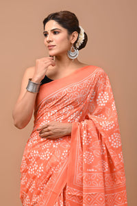 Printed Pure Cotton Mulmul Saree With Blouse