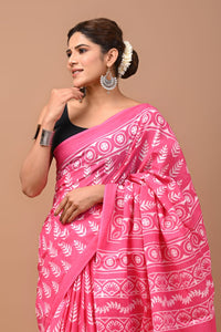 Printed Pure Cotton Mulmul Saree With Blouse