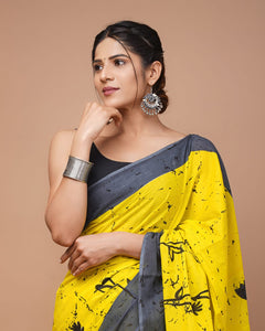 Printed Pure Cotton Mulmul Saree With Blouse