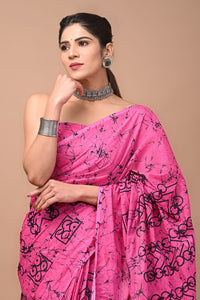 Printed Pure Cotton Mulmul Saree With Blouse