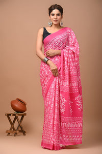 Printed Pure Cotton Mulmul Saree With Blouse