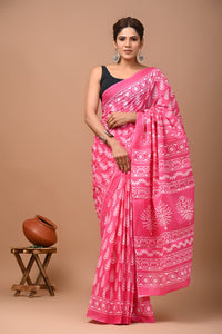 Printed Pure Cotton Mulmul Saree With Blouse