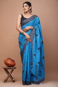 Printed Pure Cotton Mulmul Saree With Blouse