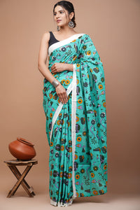 Printed Pure Cotton Mulmul Saree With Blouse