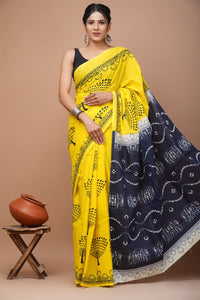 Printed Pure Cotton Mulmul Saree With Blouse