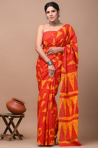 Printed Pure Cotton Mulmul Saree With Blouse