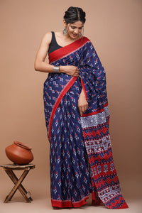 Printed Pure Cotton Mulmul Saree With Blouse