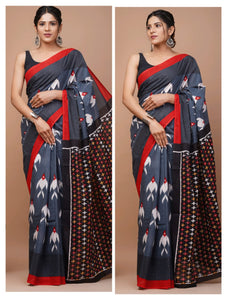 Printed Pure Cotton Mulmul Saree With Blouse