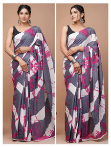 Printed Pure Cotton Mulmul Saree With Blouse