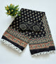 Printed Pure Cotton Mulmul Saree With PomPom Lace