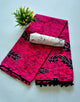 Printed Pure Cotton Mulmul Saree With PomPom Lace