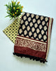 Printed Pure Cotton Mulmul Saree With PomPom Lace