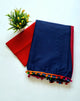 Printed Pure Cotton Mulmul Saree With PomPom Lace